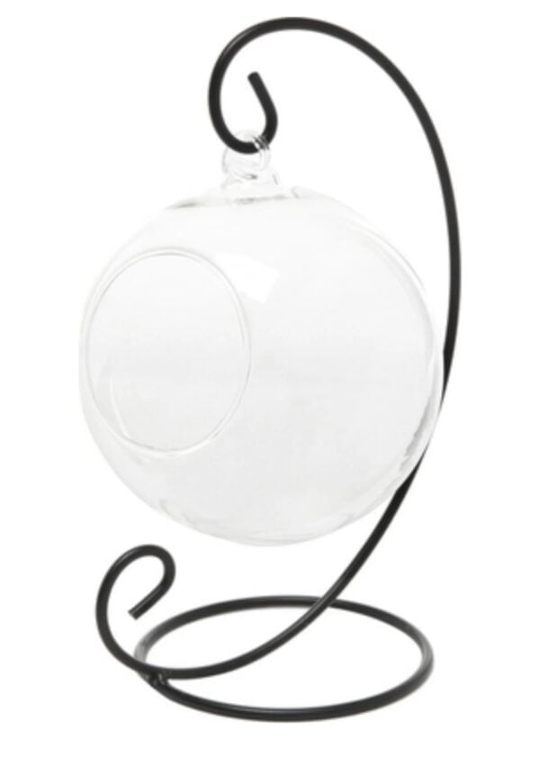 Round terrarium bowl /plant / candle holder with stand