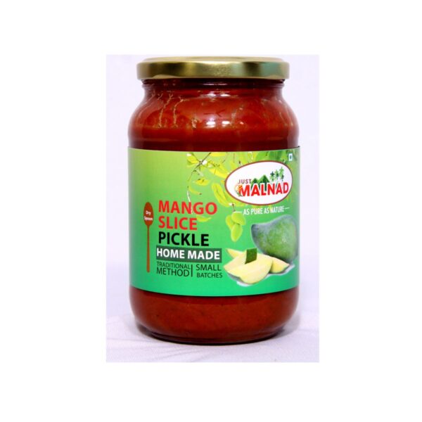Malnad Mango Slice Pickle | Tender Mango Slice Pickle | Product from Just Malnad | 100% Pure & Natural | Glass Jar | 500gm