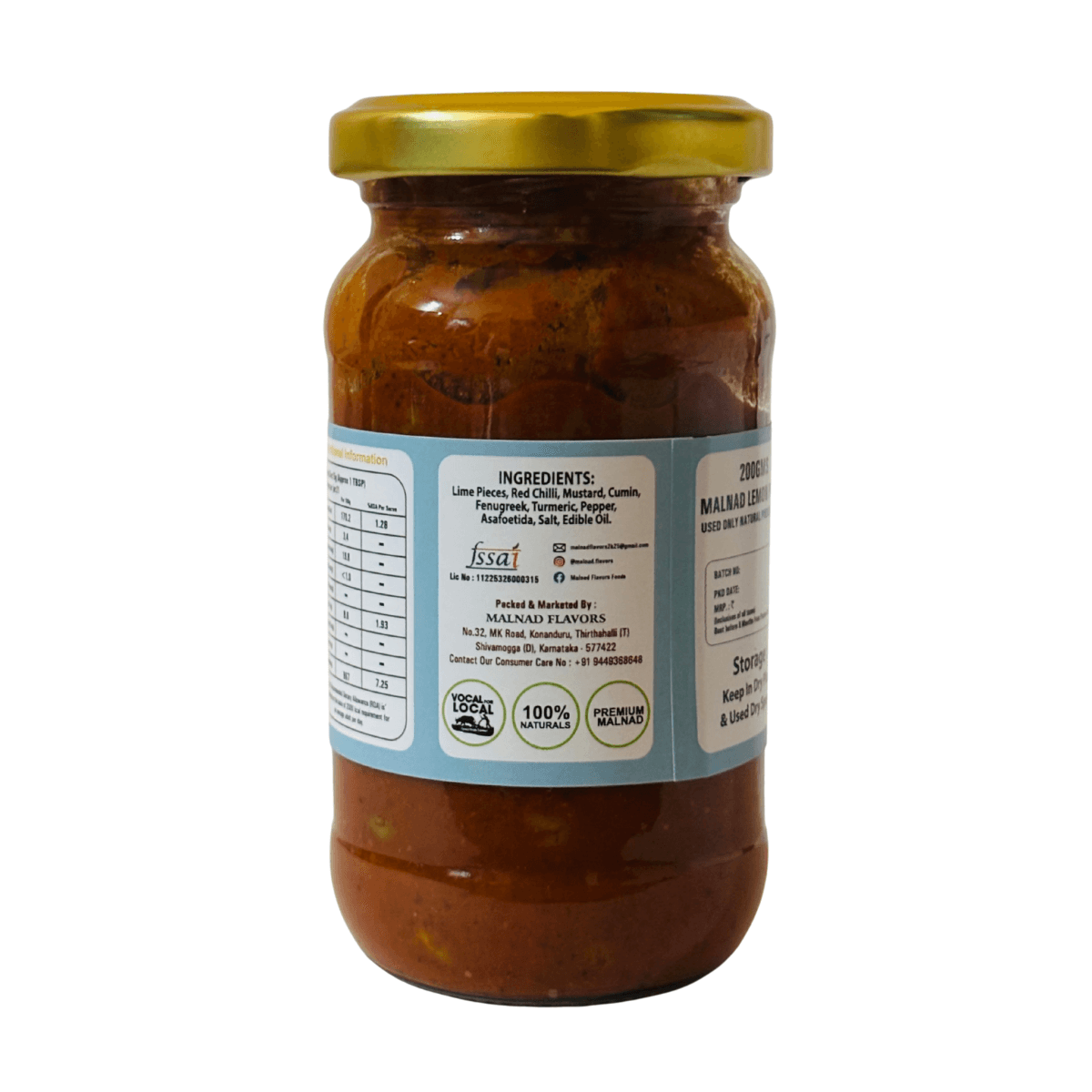 Malnad Lemon Pickle | Tender Lemon Pickle | Product from Malnad Flavors | 100% Pure & Natural | Glass Jar | 200gm - Image 3