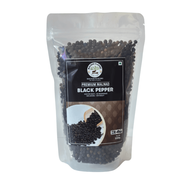 Malnad Black Pepper Whole | 100% Pure & Natural | From Malnad Flavors | 250gm | Pouch