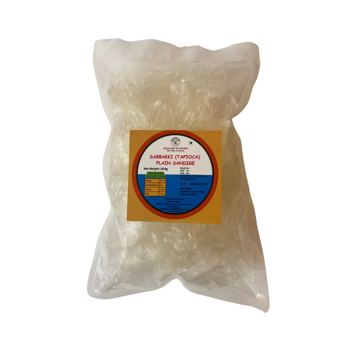 Malnad Western Ghats Sabbakki (Plain) Sandige 200gm | From Malnad Flavors | Homemade | Crispy & Tasty Sandige