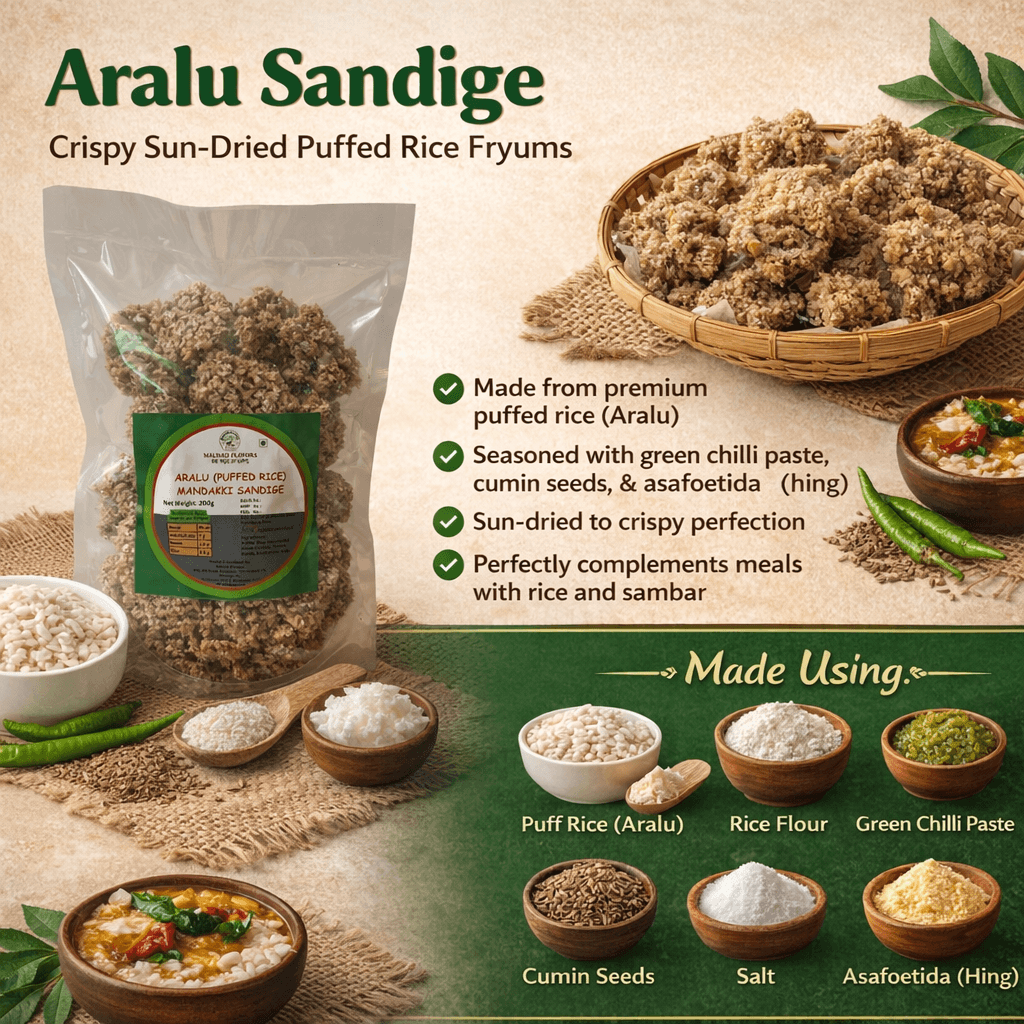 Malnad Western Ghats Aralu Sandige 200gm | From Malnad Flavors | Homemade | Crispy & Tasty Sandige - Image 3