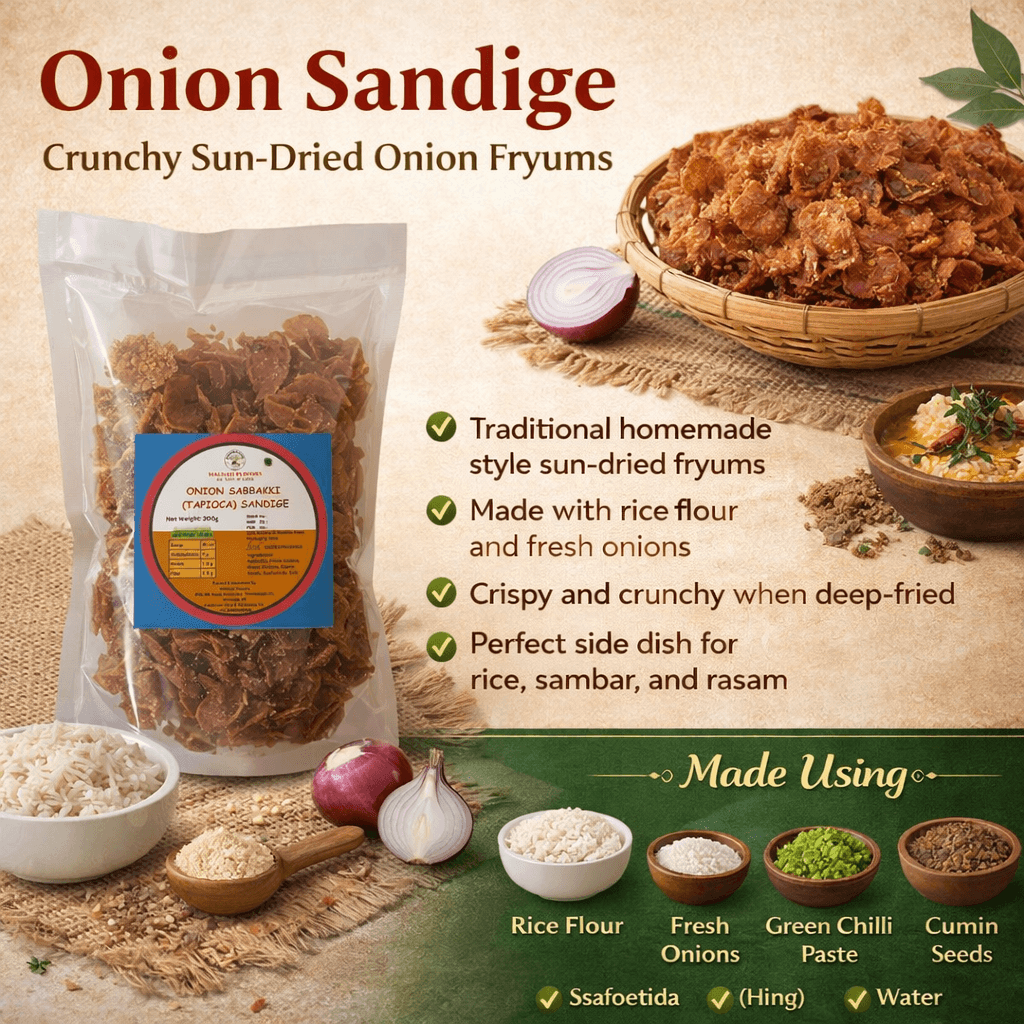 Malnad Western Ghats Onion Sandige 200gm | From Malnad Flavors | Homemade | Crispy & Tasty Sandige - Image 3