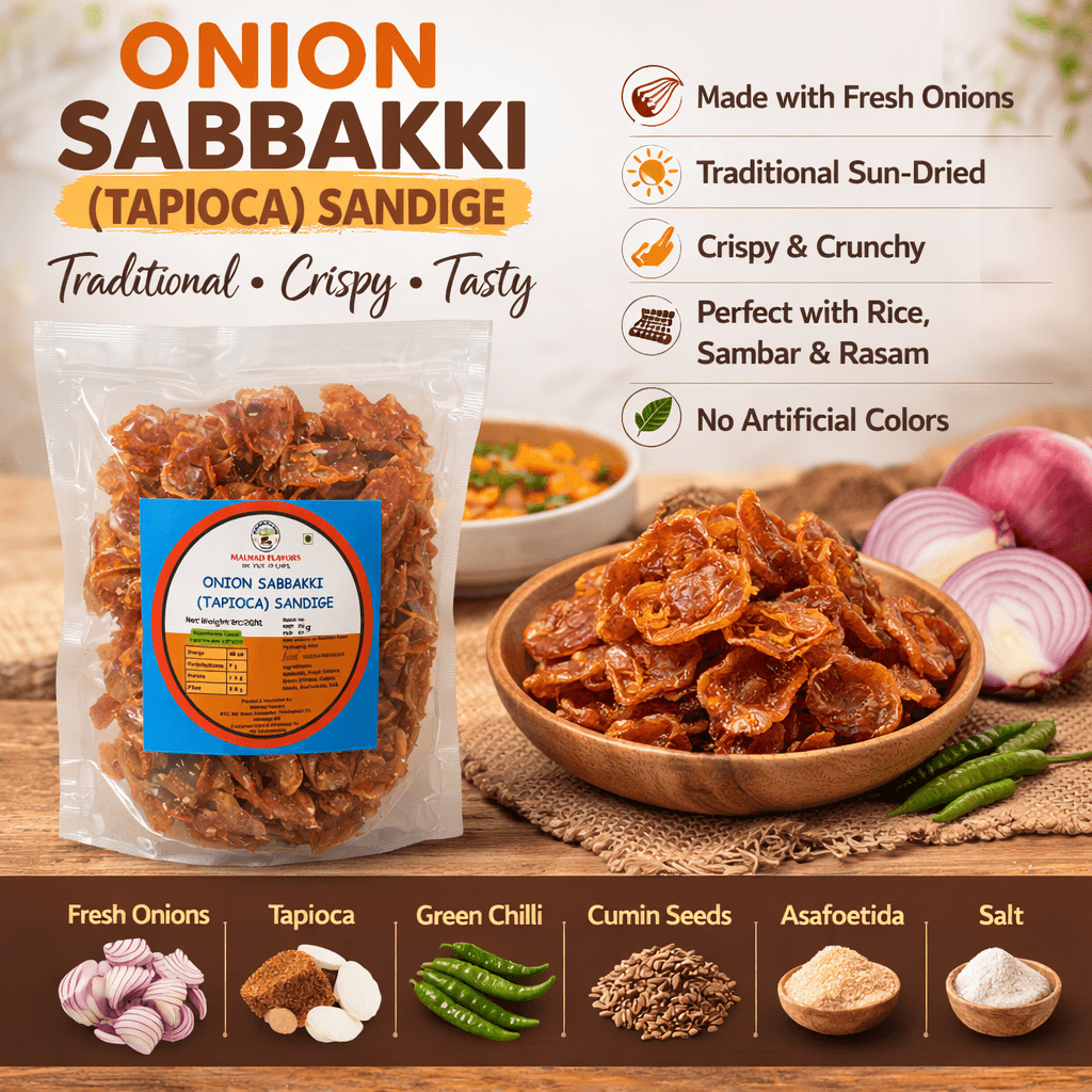 Malnad Western Ghats Onion Sandige 200gm | From Malnad Flavors | Homemade | Crispy & Tasty Sandige - Image 4