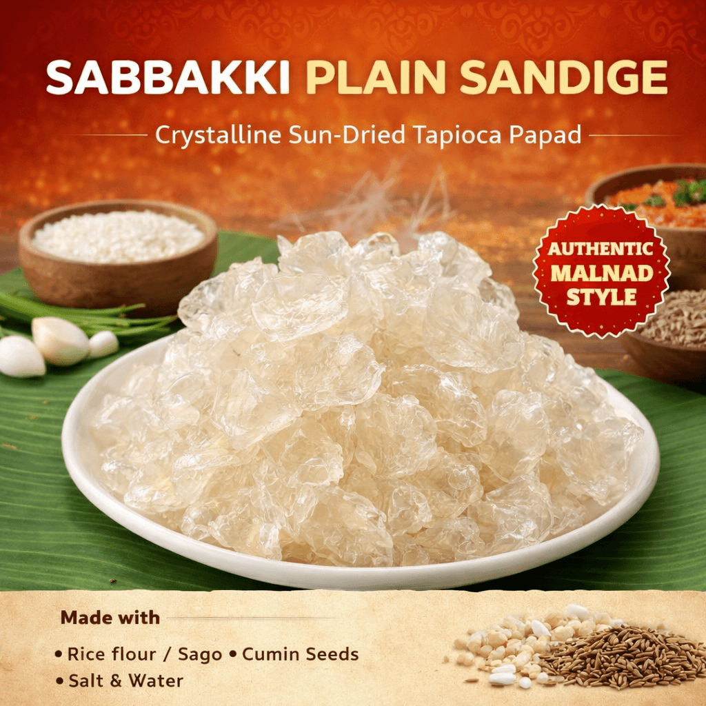 Malnad Western Ghats Sabbakki (Plain) Sandige 200gm | From Malnad Flavors | Homemade | Crispy & Tasty Sandige - Image 2